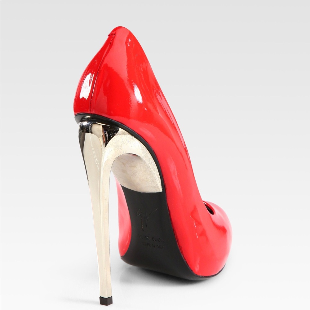 👠 Giuseppe Zanotti Red Patent Metal High Heels Stilettos Party Shoes - Picture 3 of 11